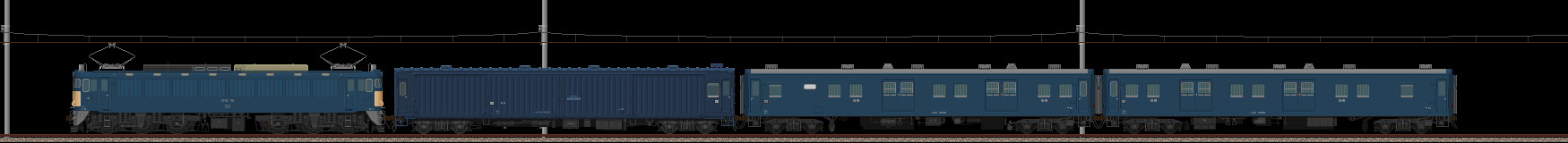 EF62が牽引する急行荷物列車