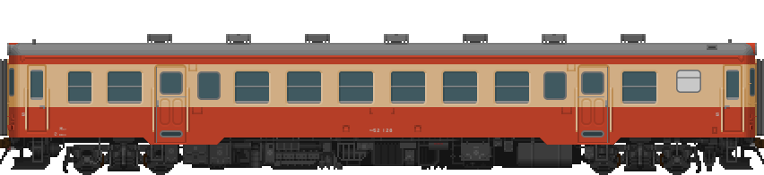 車体の主要部分を4倍TK相当で描画したキハ52